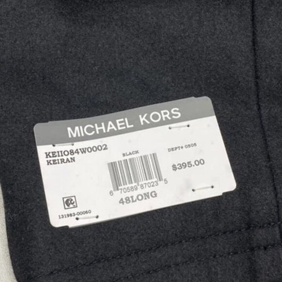 NEW MICHAEL KORS Mens Coat Black Size 48L Double Breasted Overcoat Wool Blend - Picture 3 of 12